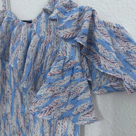 Miss Me blue Ruffle flowy strappy blouse -Size Medium NWT - Picture 3 of 7